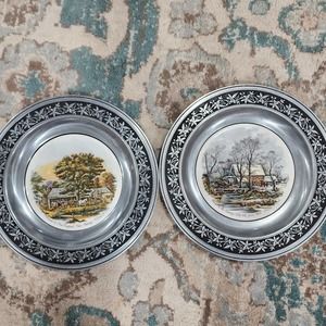 CURRIER & IVES PEWTER Platea